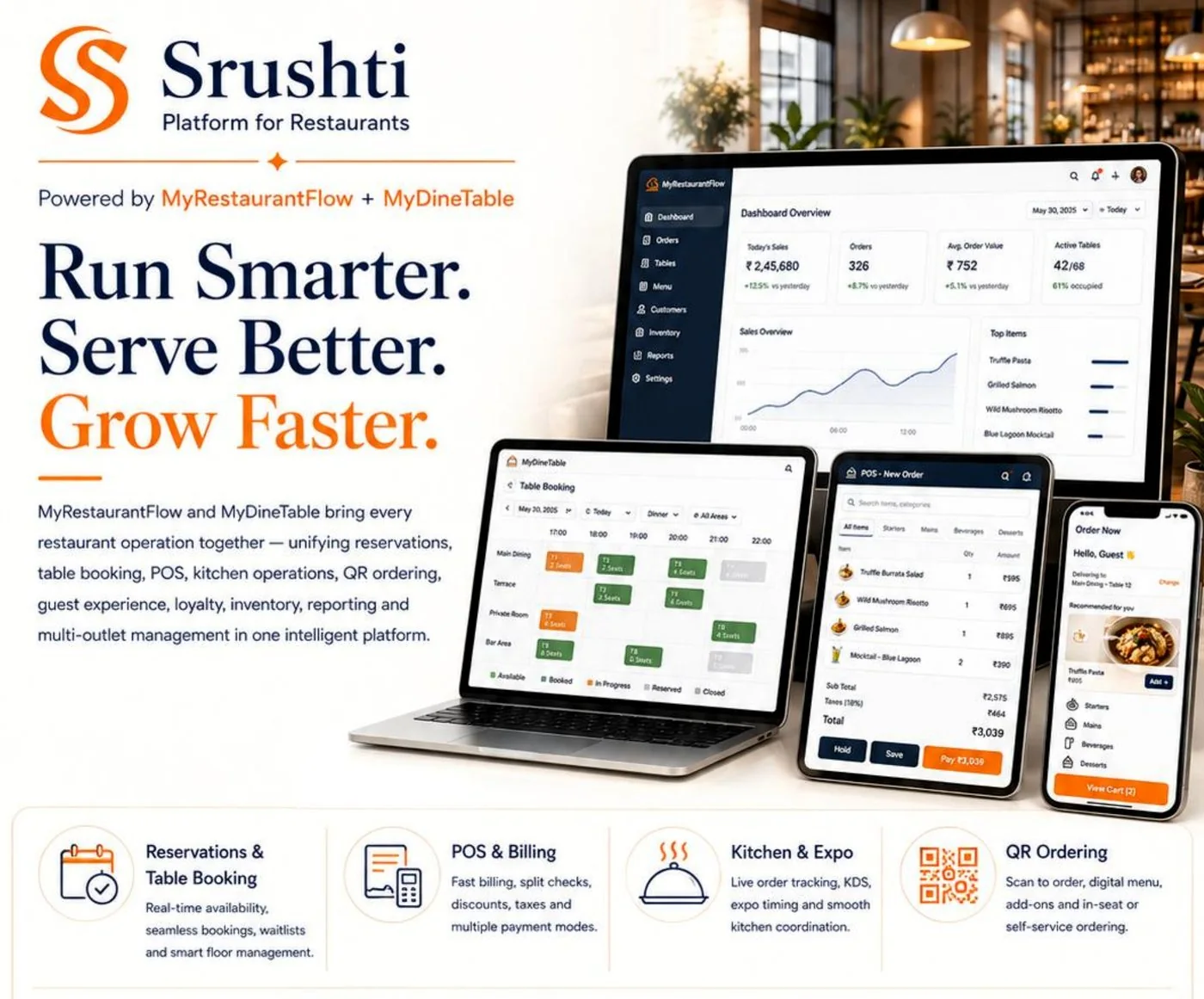 Srushti restaurant platform brochure product visual