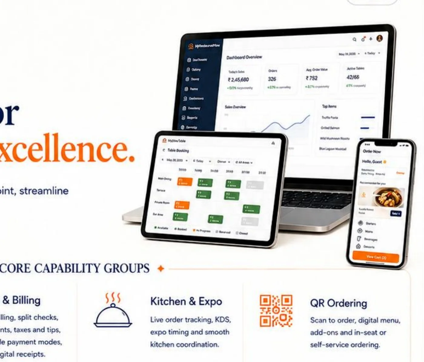 MyRestaurantFlow operations, POS and kitchen product surfaces